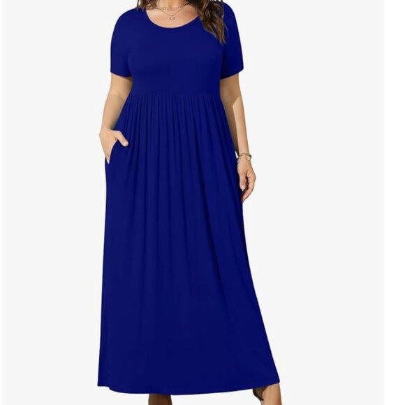 Maxi Dress Summer Casual Short Sleeve Long Dress Plus Size 5X - maternity option - Picture 1 of 7